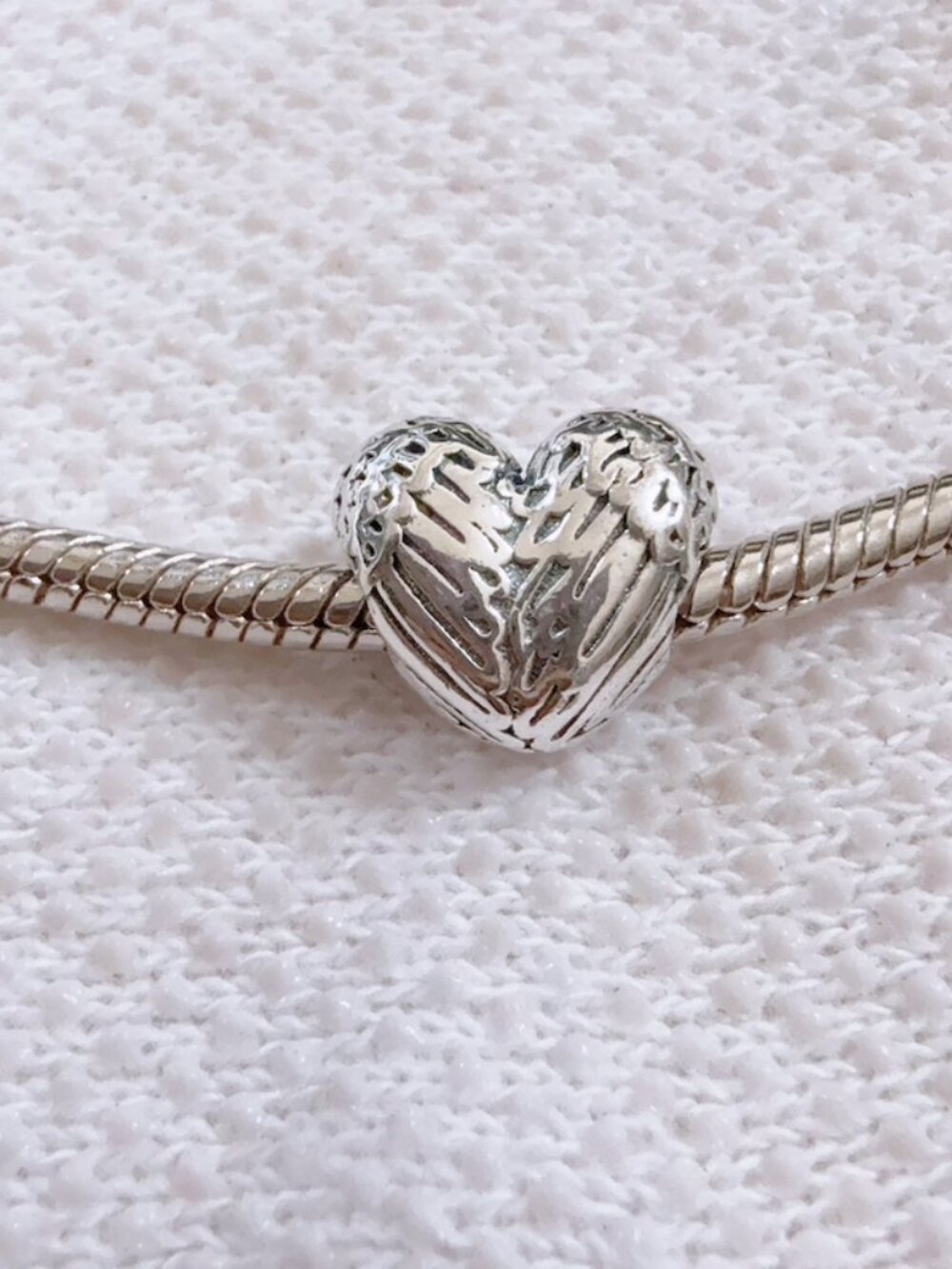 Angelic Feathers Charm,Heart Wings Silver Charm For Pandora Bracelet Necklace